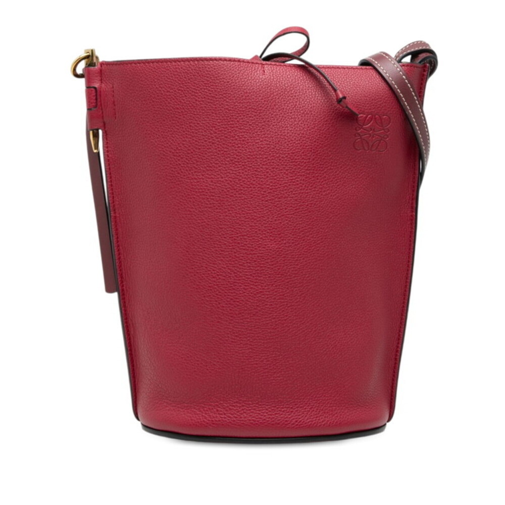 Loewe Anagram Gate Bucket Crossbody Shoulder Bag, Red Leather, Women's LOEWE